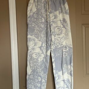 Urban Outfitters Cream and Gray Floral Joggers